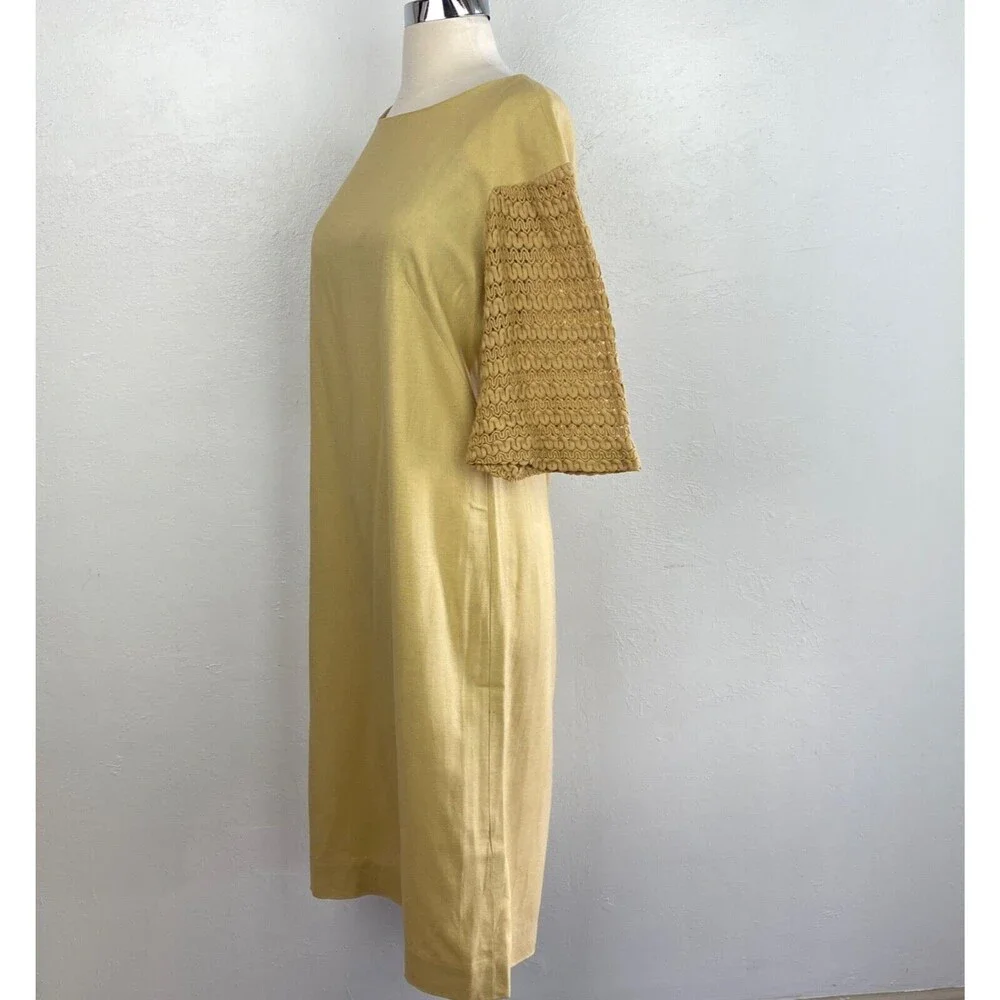 Vintage 60s Martin Berens Goldenrod Mustard Shift Dress Large Tall Juniors